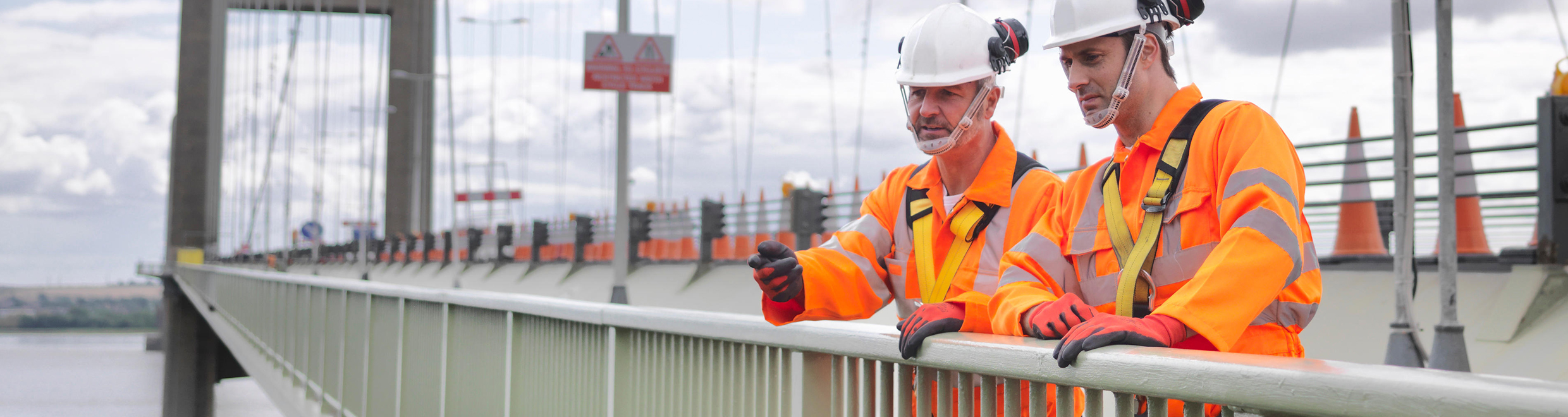Bridge Workers in orange PPE
